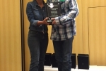 Jeanette Gilbreath awards Michael King with 2017 Craftsmanship Award