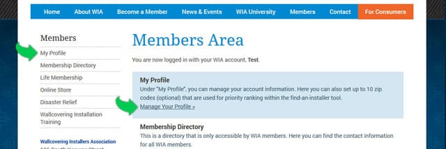 Members Area - WIA