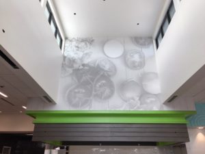 digital wallcovering on high ceiling