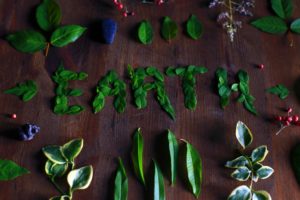 earth spelled with leaves